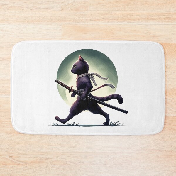 Item preview, Cool Black Cat Samurai Ninja Anime Japan Art designed and sold by TomFrontierArt.