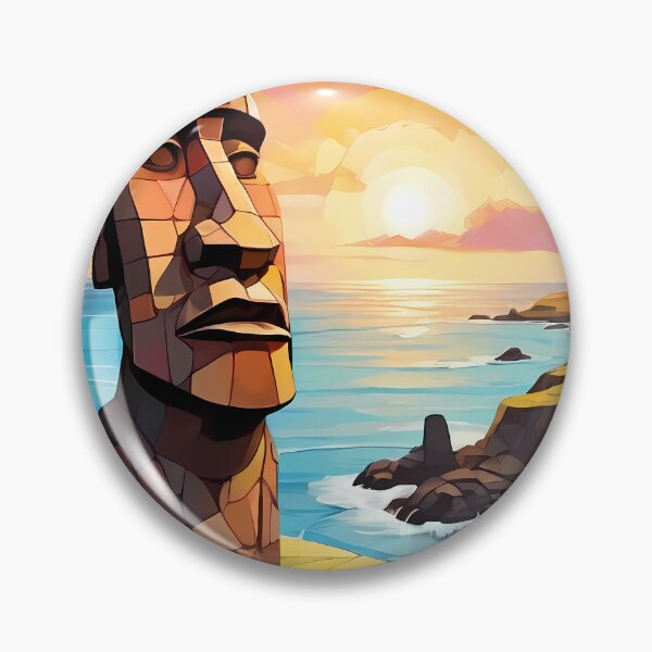 Item preview, Moai Awaken: Unveil the Mosaic Dawn designed and sold by purrfect pattern.