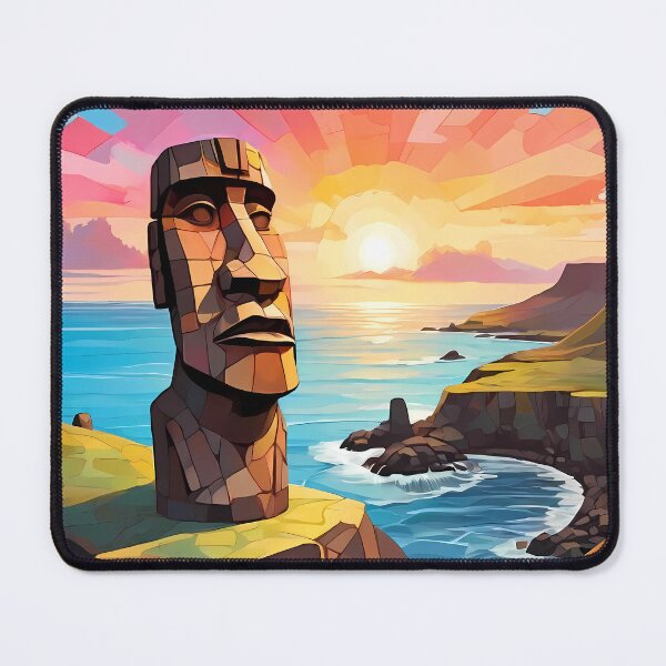 Item preview, Moai Awaken: Unveil the Mosaic Dawn designed and sold by purrfect pattern.