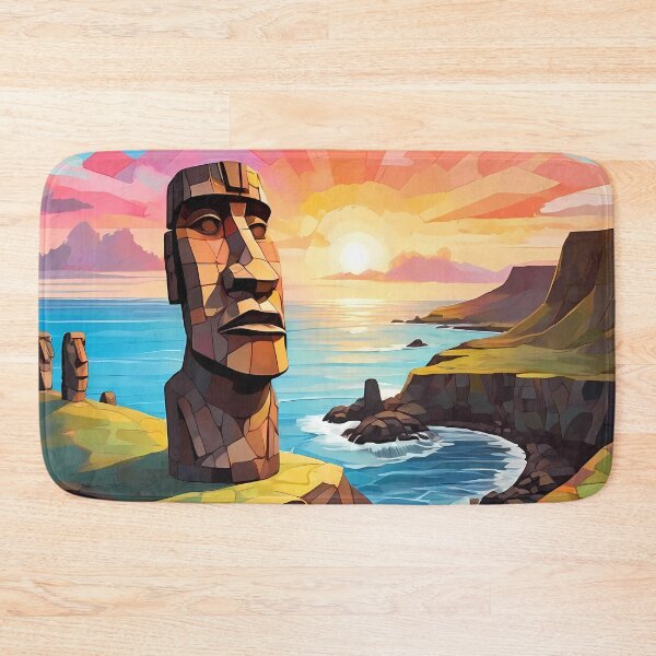 Item preview, Moai Awaken: Unveil the Mosaic Dawn designed and sold by purrfect pattern.