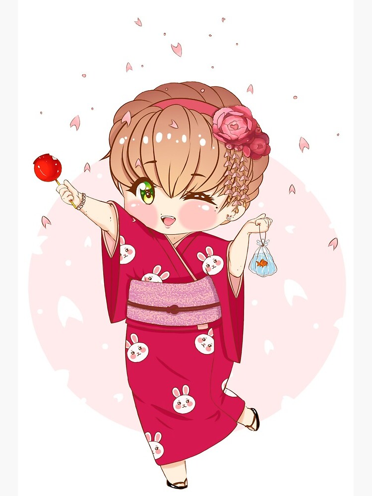 Spring sakura festival, traditional Japanese outfit, sweet and happy anime girl Spring sakura festival, traditional Japanese outfit, sweet and happy anime girl