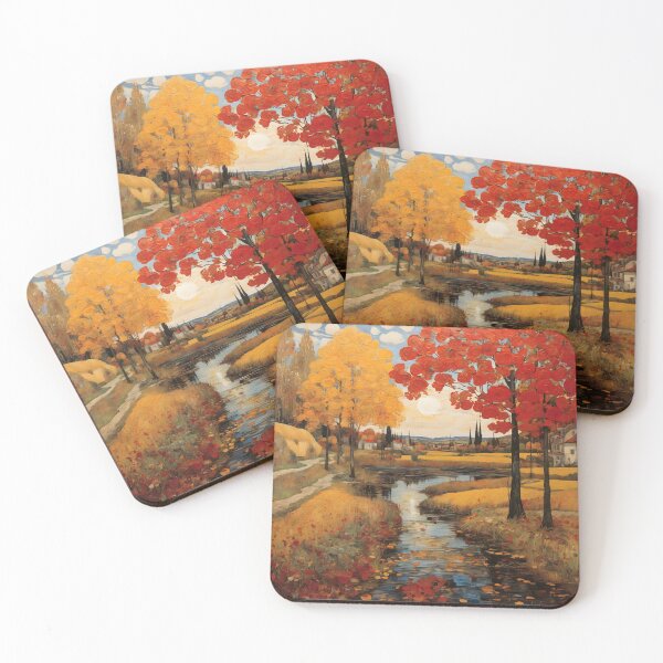 Item preview, Beautiful autumn day with red fall foliage and sunlight designed and sold by enhan.