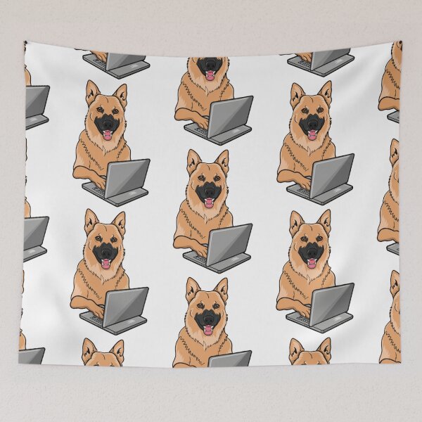 Item preview, German Shepard with laptop designed and sold by Blemenowo.