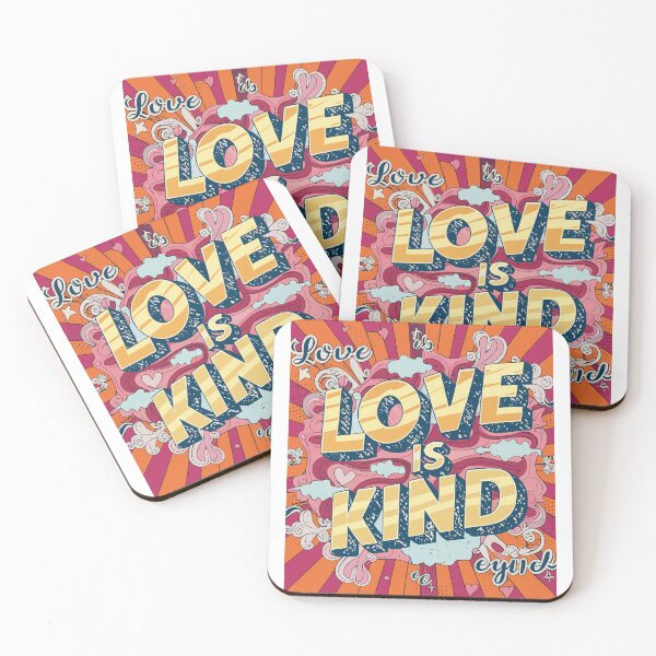 Item preview, Pop Art Surrealism "Love is Kind" Typography Illustration - Retro Vibrant Design designed and sold by HahaHandlesHub.