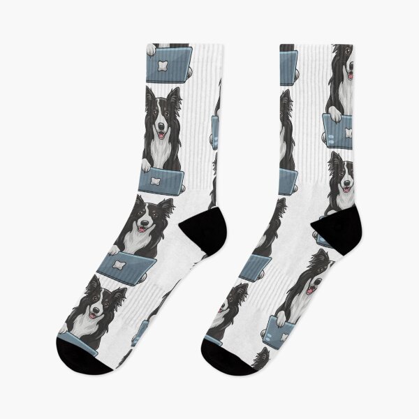 Item preview, Border Collie with laptop designed and sold by Blemenowo.