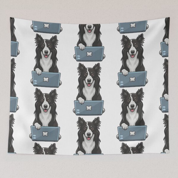 Item preview, Border Collie with laptop designed and sold by Blemenowo.