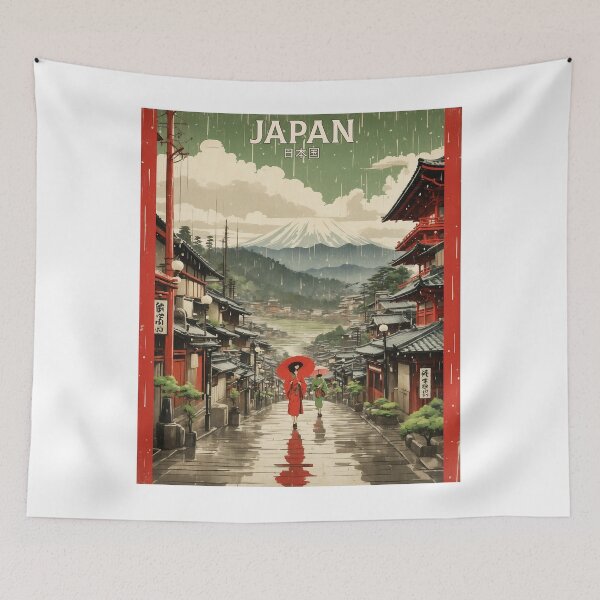 Item preview, Japan Rainy Day Mount Fuji Vintage Poster Tourism 2 designed and sold by TravelersGems.