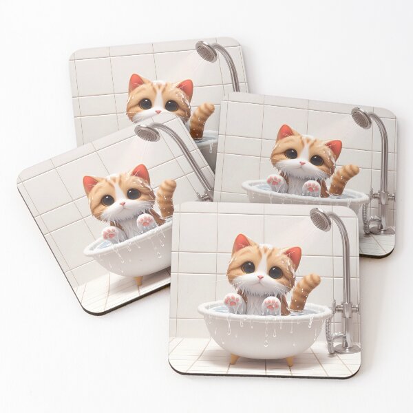 Item preview, Cute cat bathing , bathroom wall art  designed and sold by UnitedArtForge.