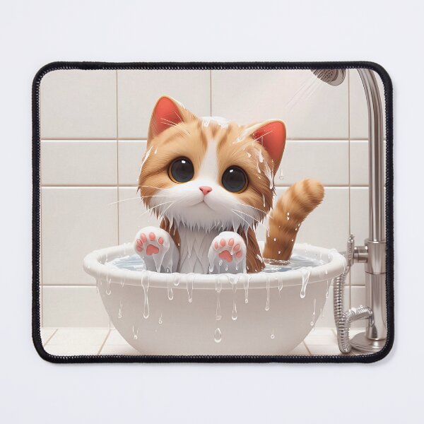 Item preview, Cute cat bathing , bathroom wall art designed and sold by UnitedArtForge.