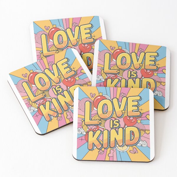 Item preview, Retro Pop Art "Love is Kind" Typography Illustration - Vibrant Surreal Design designed and sold by HahaHandlesHub.