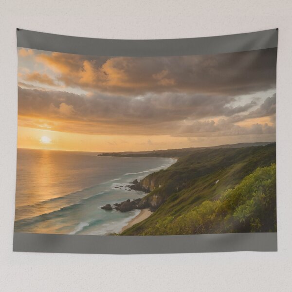Item preview, Sunset wall art Coastal Mountain canvas Beach sunset living room decor sunset poster Beach living room decor Sunset bedspread  designed and sold by naivnoia.