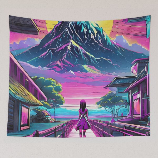 Item preview, 80s Neon Building with Woman designed and sold by NinjaRat.