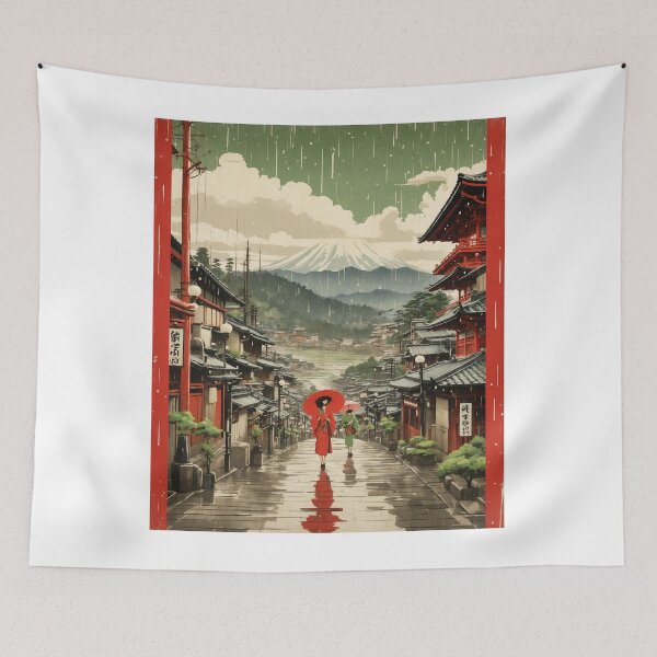 Item preview, Japan Rainy Day Mount Fuji Vintage Poster Tourism 3 designed and sold by TravelersGems.