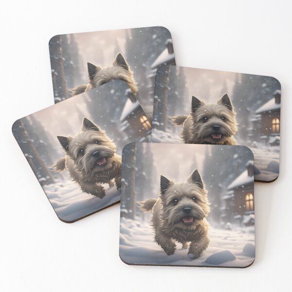 Item preview, Cute Mini Cairn Terrier Playing In The Snow designed and sold by MoriFantasy.