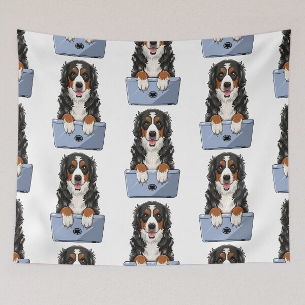 Item preview, Bernese Mountain Dog with laptop designed and sold by Blemenowo.