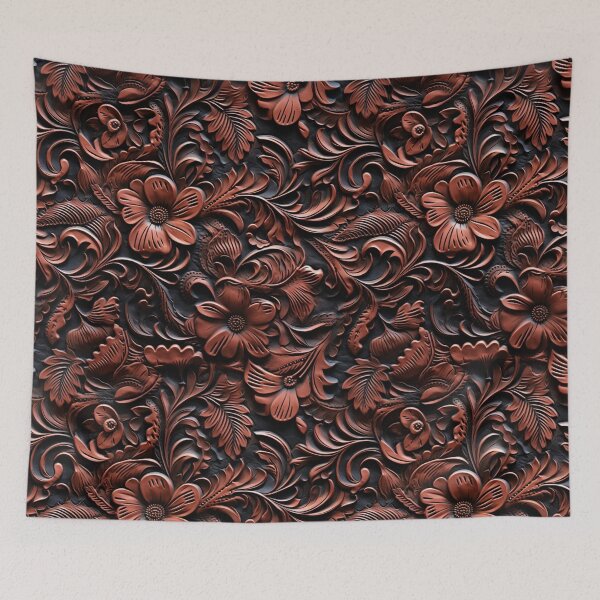 Item preview, Floral Tooled Leather Design designed and sold by ArtsyWishy.