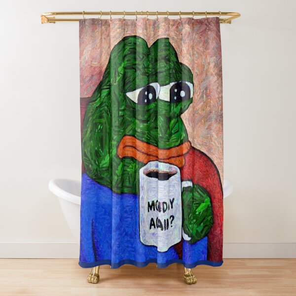 Crying Frog Meme Cartoon Shower Curtain