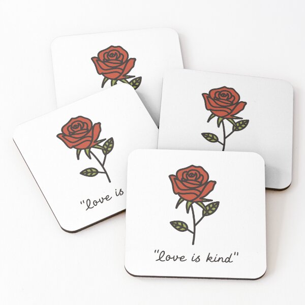 Item preview, Romantic Love is Kind Rose Artwork - Minimalist Floral Typography designed and sold by HahaHandlesHub.