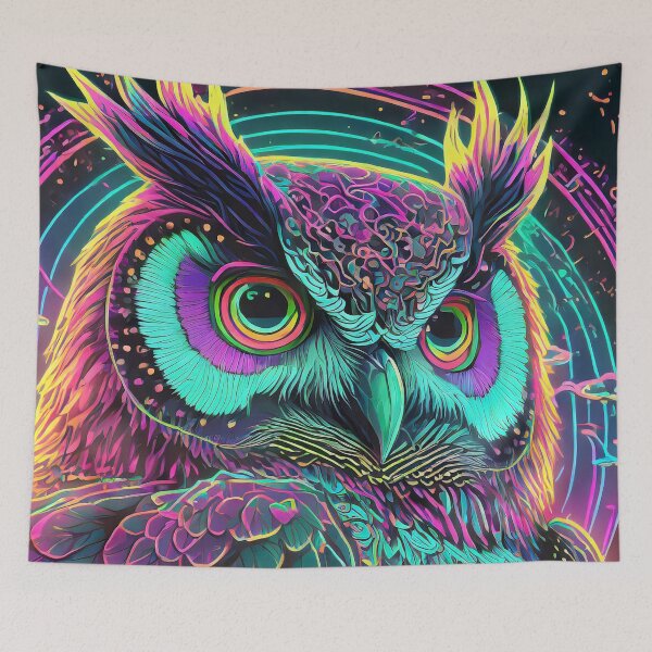 Item preview, 80s Style Neon Owl Profile View designed and sold by NinjaRat.