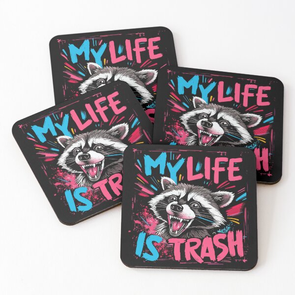 Item preview, Urban Raccoon Graffiti Art - 'My Life is Trash' Pink & Blue Design designed and sold by Shirtlify.