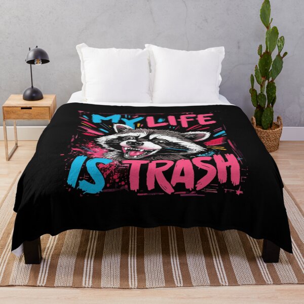 Item preview, Urban Raccoon Graffiti Art - 'My Life is Trash' Pink & Blue Design designed and sold by Shirtlify.
