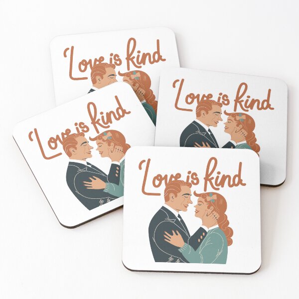 Item preview, Retro Romance: Playful Couple Illustration with Whimsical Typography - Love is Kind designed and sold by HahaHandlesHub.
