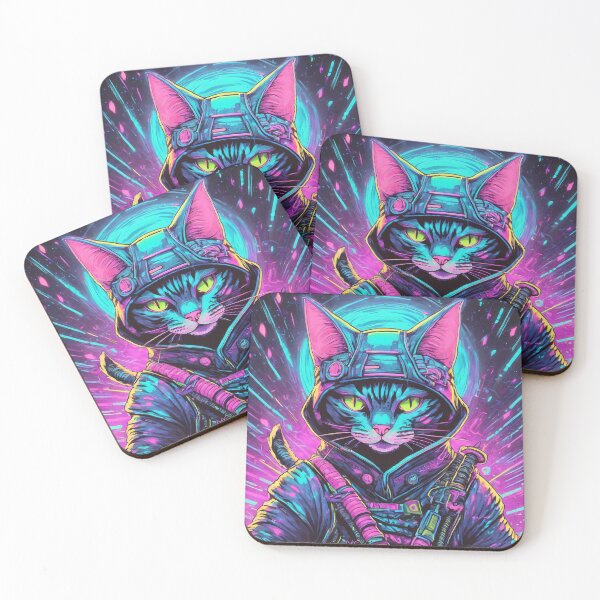 Item preview, 80s Style Neon Tactical Cat designed and sold by NinjaRat.
