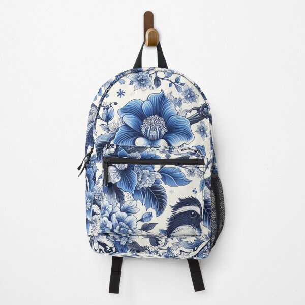 Item preview, A blue and white floral patterned square with birds and flowers designed and sold by justbejoker.