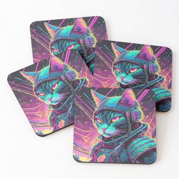 Item preview, 80s Style Neon Tactical Cat Profile designed and sold by NinjaRat.