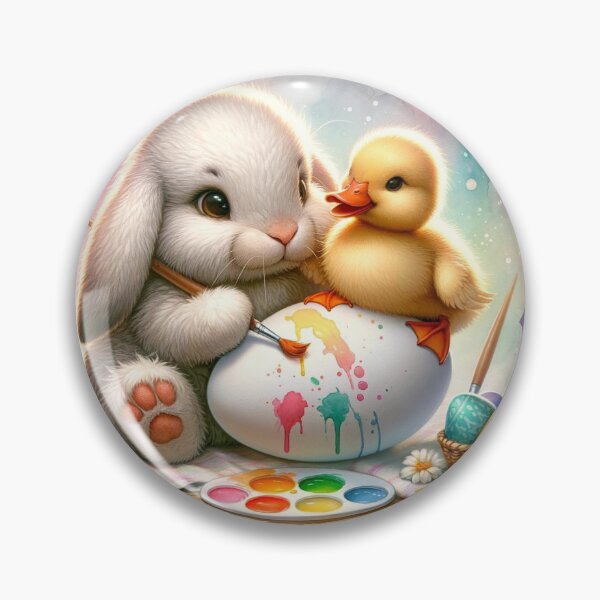 Artikelvorschau, Hase und Entlein bemalen ein Osterei entworfen und verkauft von critterpatchusa.
