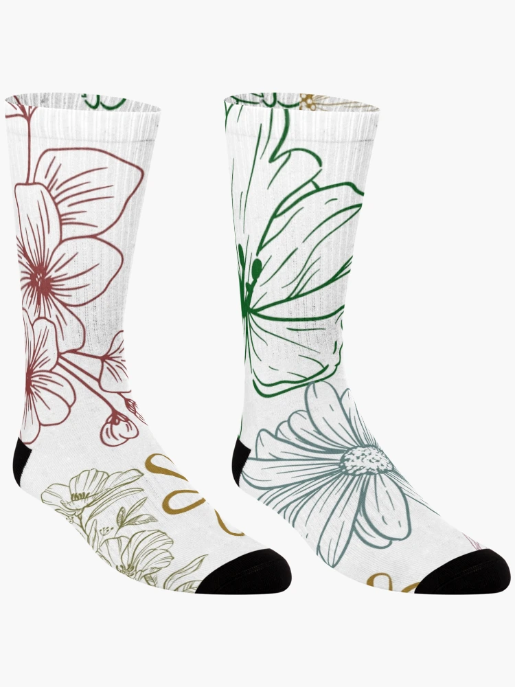Thumbnail 3 of 5, Socks, Colorful Spring blossoms designed and sold by LemonFun.