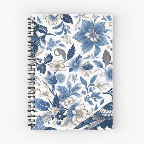 Item preview, A blue and white floral patterned square with birds and flowers designed and sold by justbejoker.