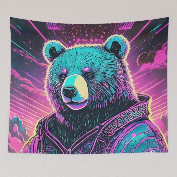 Item preview, 80s Style Neon Bear Profile designed and sold by NinjaRat.