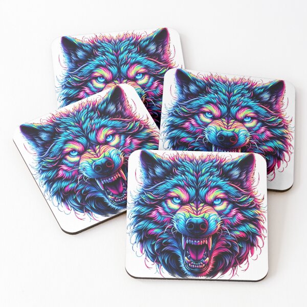 Item preview, Neon Fury Vibrant Wolf Spirit Art designed and sold by WickedAI.