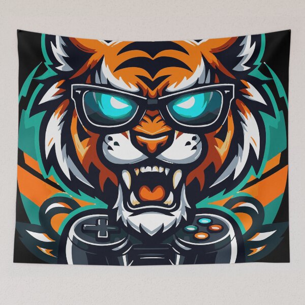Artikelvorschau, Wütender Tiger Gaming mit Controller entworfen und verkauft von StellarValor.