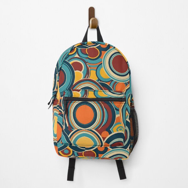 Item preview, Retro 70s, Concentric Circles, Orange, Teal #3 designed and sold by Prints and Lifestyle.