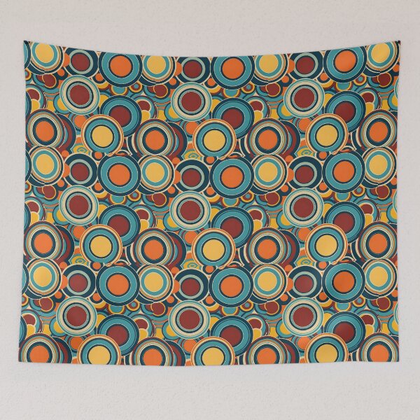 Item preview, Retro 70s,  Concentric Circles,  Orange, Teal #3 designed and sold by Prints and Lifestyle.