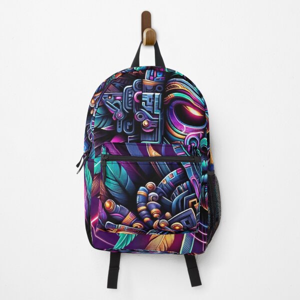 Item preview, Neon Aztec Deity Electrified Tribal Mask Design designed and sold by WickedAI.