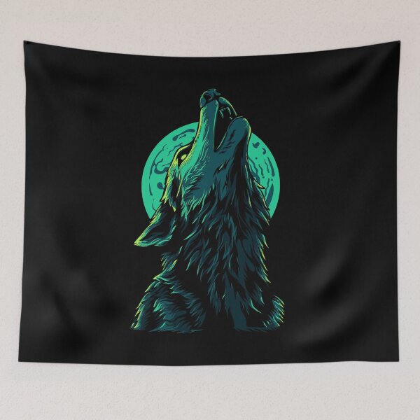 Item preview, Mystic Wolf Howling at the Moon - Nighttime Wilderness designed and sold by RuyaFab.