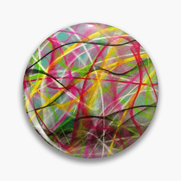 Item preview, Green Manic: Abstract Hand Painted Artwork Green Background with Yellow, Pink, and Black   designed and sold by Bridie  OBrien.