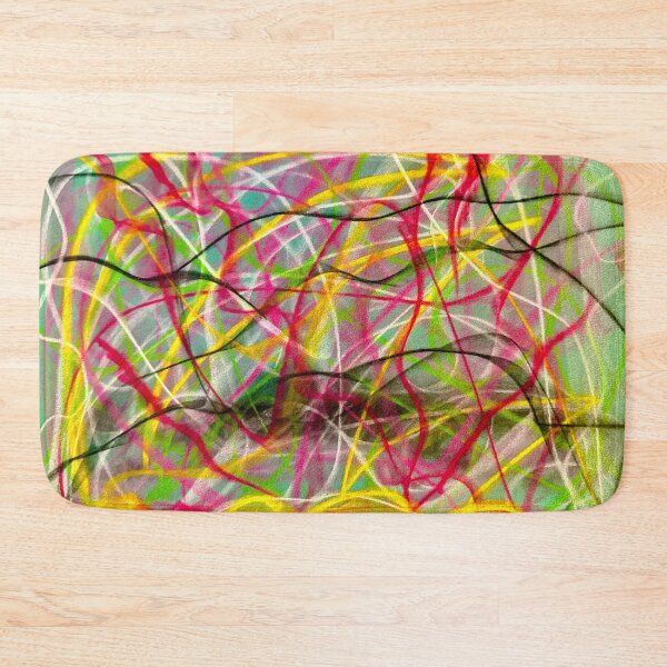 Item preview, Green Manic: Abstract Hand Painted Artwork Green Background with Yellow, Pink, and Black   designed and sold by Bridie  OBrien.