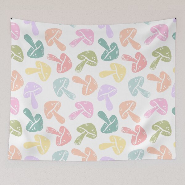 Item preview, Linocut Mushrooms Pastel designed and sold by papierquarell.