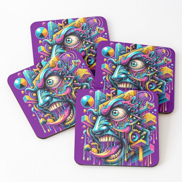 Item preview, Psychedelic Graffiti Vision Abstract Urban Face Art designed and sold by WickedAI.