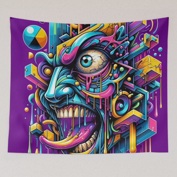 Item preview, Psychedelic Graffiti Vision Abstract Urban Face Art designed and sold by WickedAI.