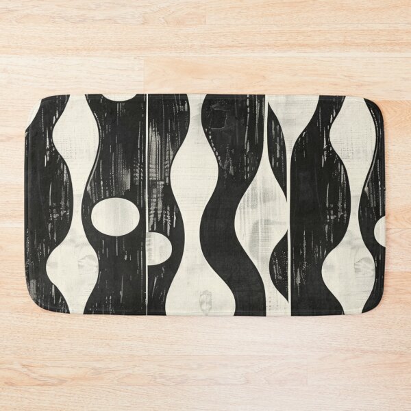 Item preview, Mid-Century Modern Crooked Line Pattern Black And White  designed and sold by GrinGalore.