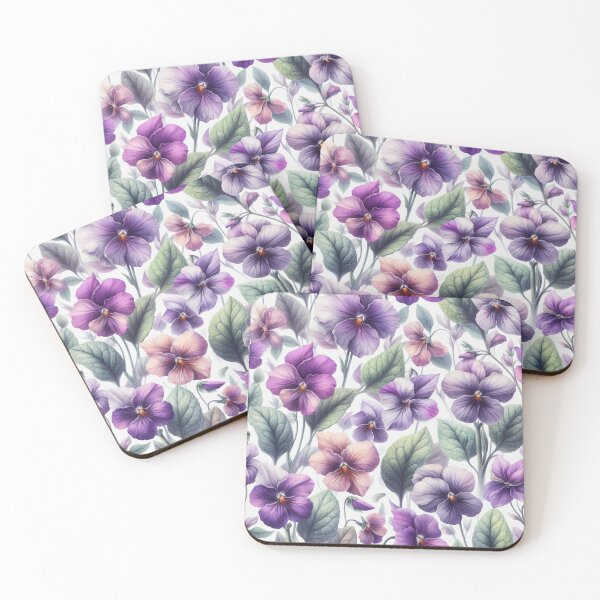 Item preview, watercolor violets repeating pattern designed and sold by Dominika Farkašová.