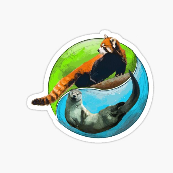 Roter Panda und Otter_Yingyang Sticker