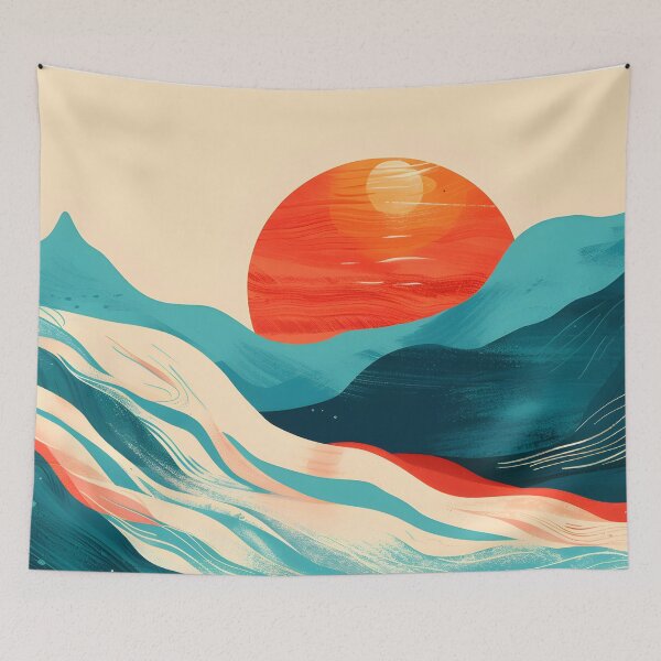 Item preview, Flowing river and retro sunset  designed and sold by Wildflow Creations.