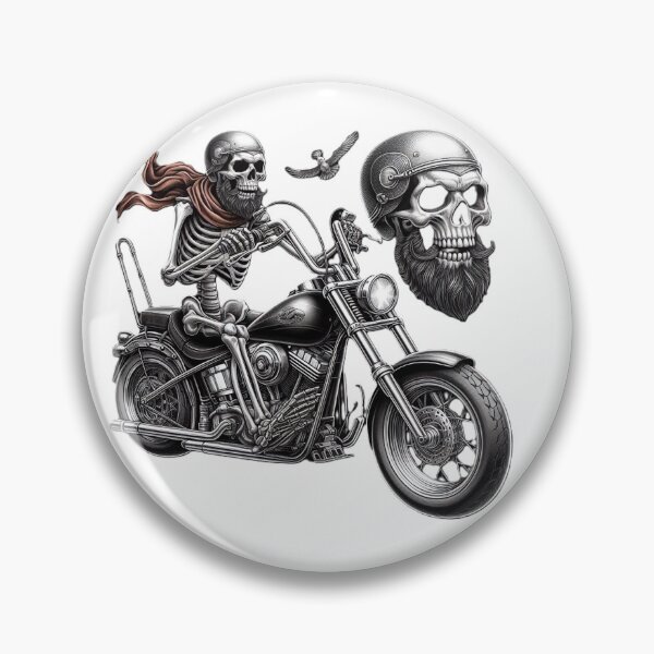 Item preview, Skeleton on motorcycle wearing a red scarf  designed and sold by Alysha Lenderman.