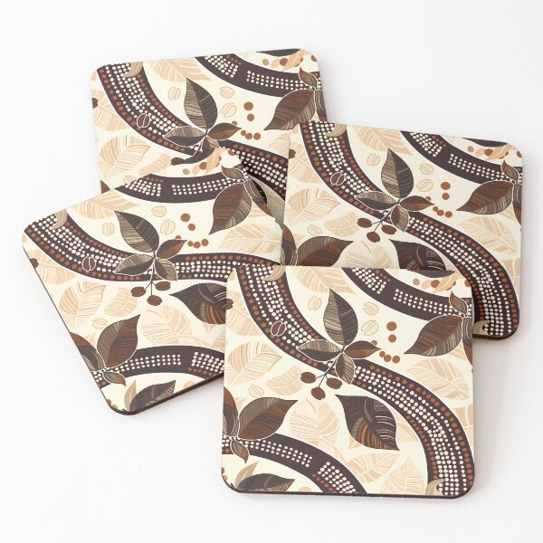 Item preview, Aromatic Coffee Beans and Leaves Pattern - Warm Tones for Cozy Cafe Decor and Apparel designed and sold by David Balzen.
